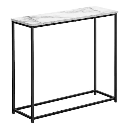 Monarch Specialties Accent Table, Console, Entryway, Narrow, Sofa, Living Room, Bedroom, White Marble Look Laminate I 2255